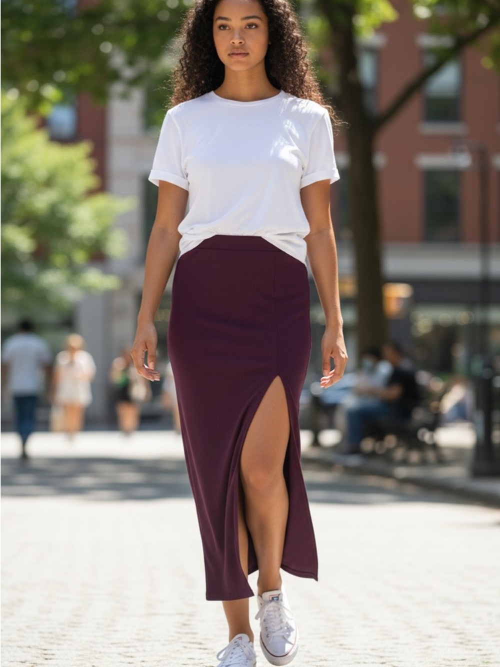 Windsor Wine Maxi Skirt with Side Slit